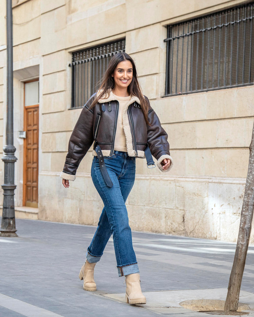 Pauline Gtx botines de piel con forro interior de gore-tex®. crudo